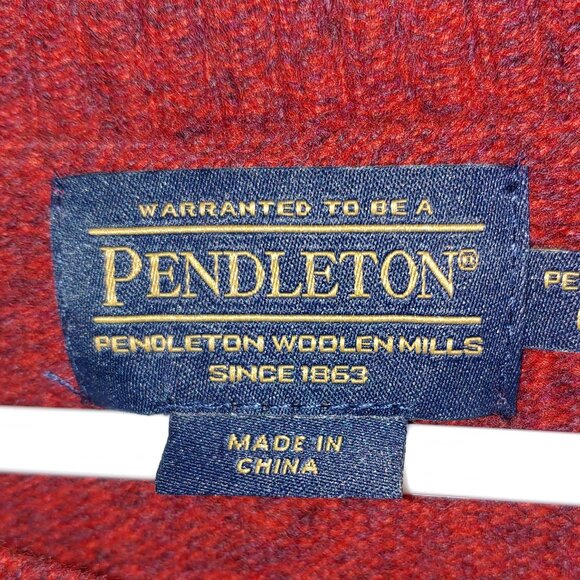 Pendelton 100% Lambs Wool Crew Neck Knit Sweater Size L Petite Marled Dark Red - Picture 2 of 6